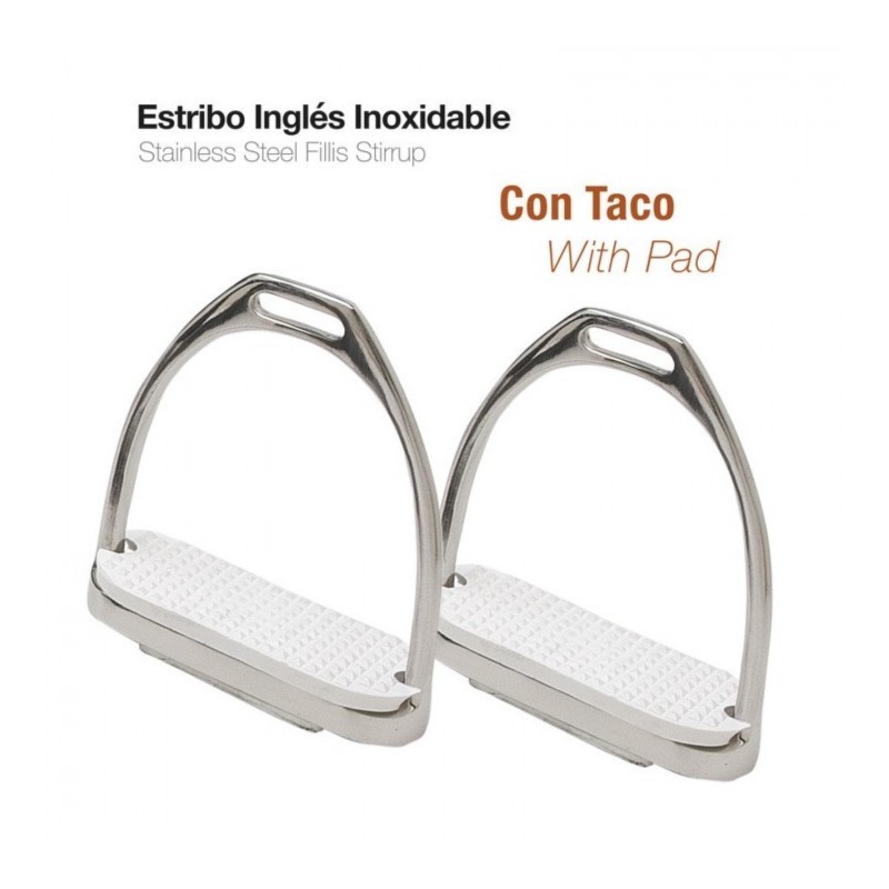 ESTRIBO INGLÉS INOX CON TACO A01-14A 12cm