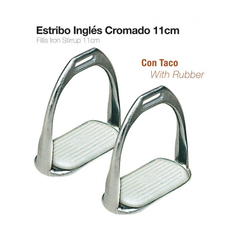 ESTRIBO INGLÉS CROMADO CON TACO A01-13K 11cm