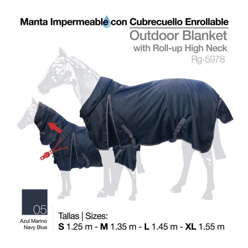 MANTA IMPERMEABLE CUBRECUELLO ENROLLABLE AZUL