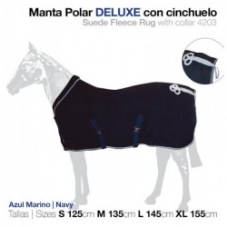 MANTA POLAR DELUXE CON CINCHUELO AZUL