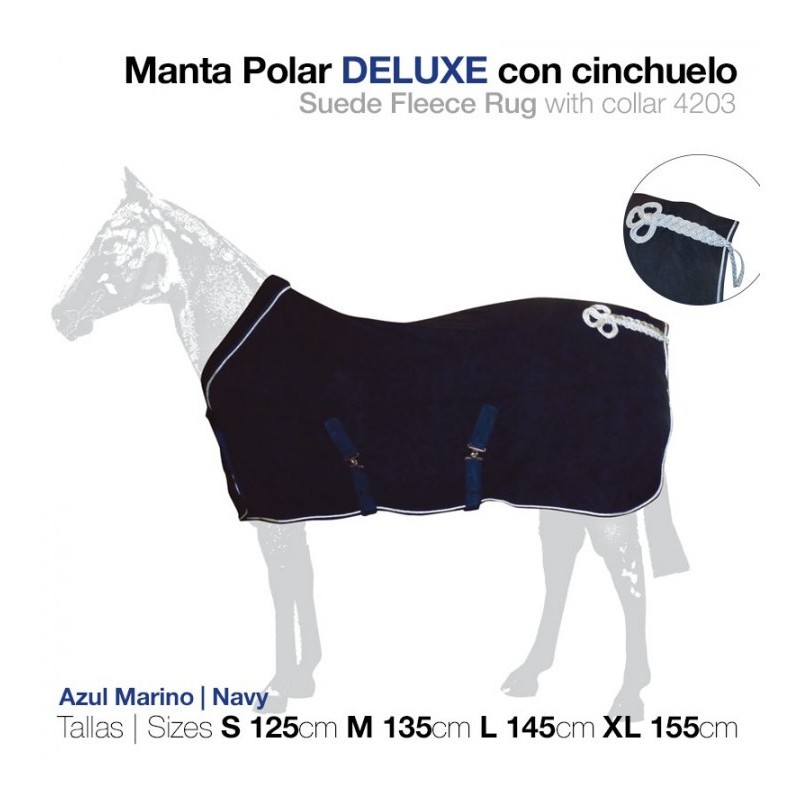 MANTA POLAR DELUXE CON CINCHUELO AZUL