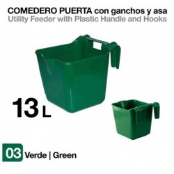 COMEDERO PUERTA CON GANCHOS Y ASA VERDE 13 litros