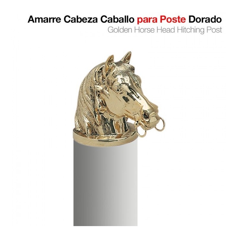 AMARRE CABEZA CABALLO PARA POSTE DORADO