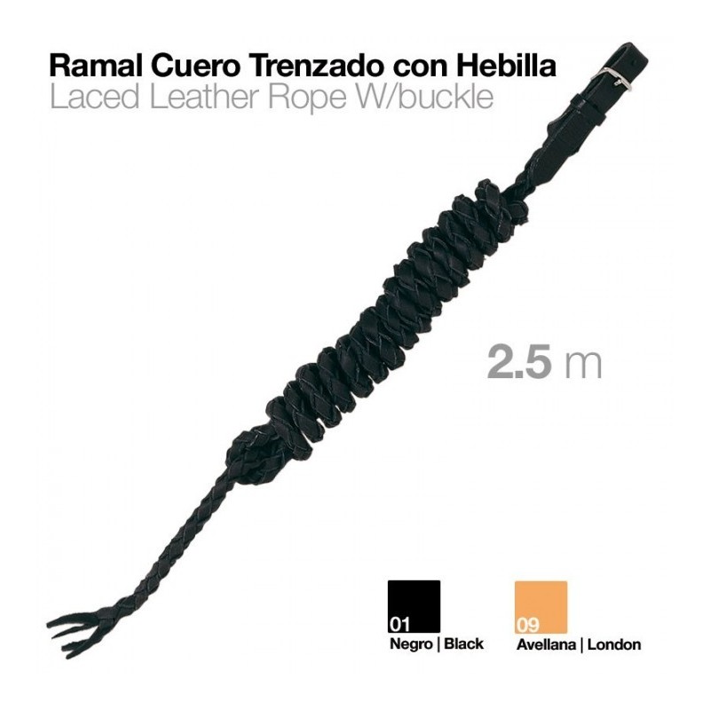 RAMAL CUERO TRENZADO CON HEBILLA 2.5m