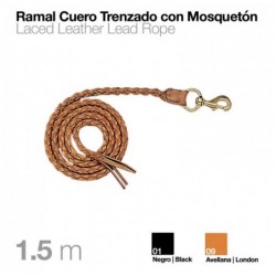 RAMAL CUERO TRENZADO CON MOSQUETÓN 1.5m