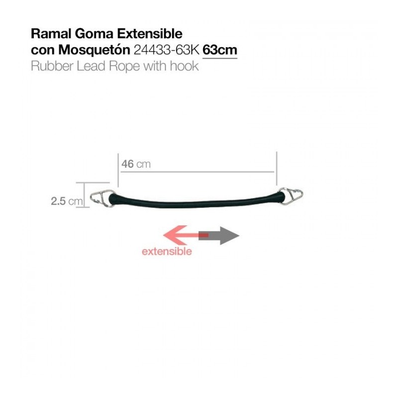 RAMAL GOMA EXTENSIBLE CON MOSQUETÓN 24433-63K 63cm