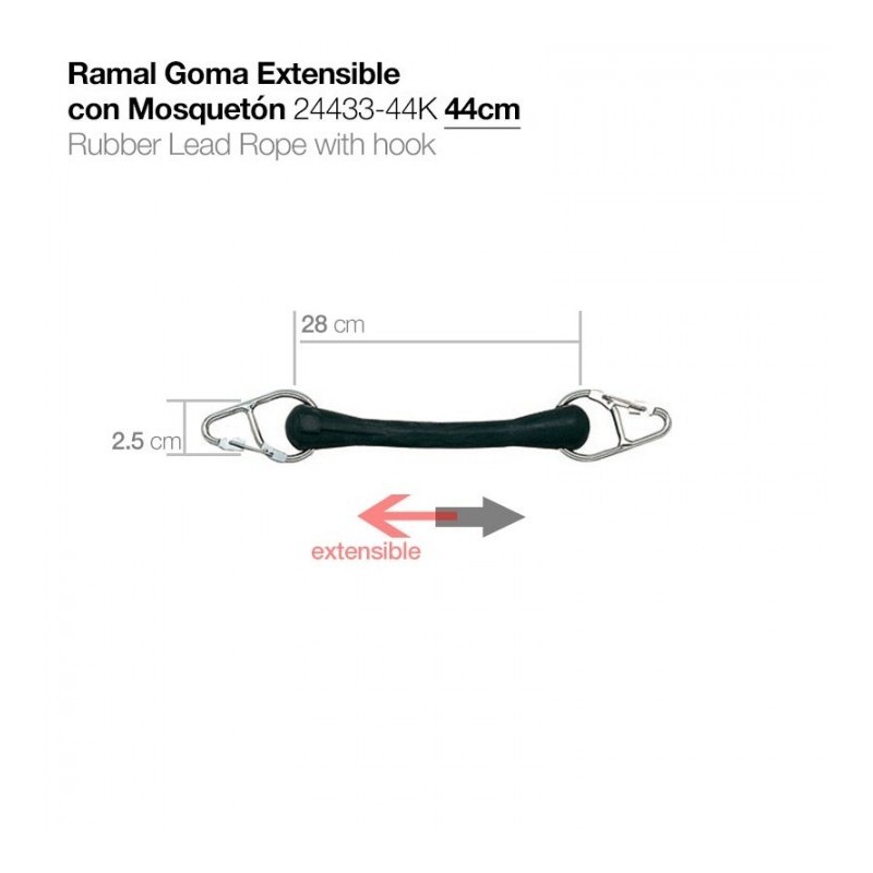 RAMAL GOMA EXTENSIBLE CON MOSQUETÓN 24433-44K 44cm