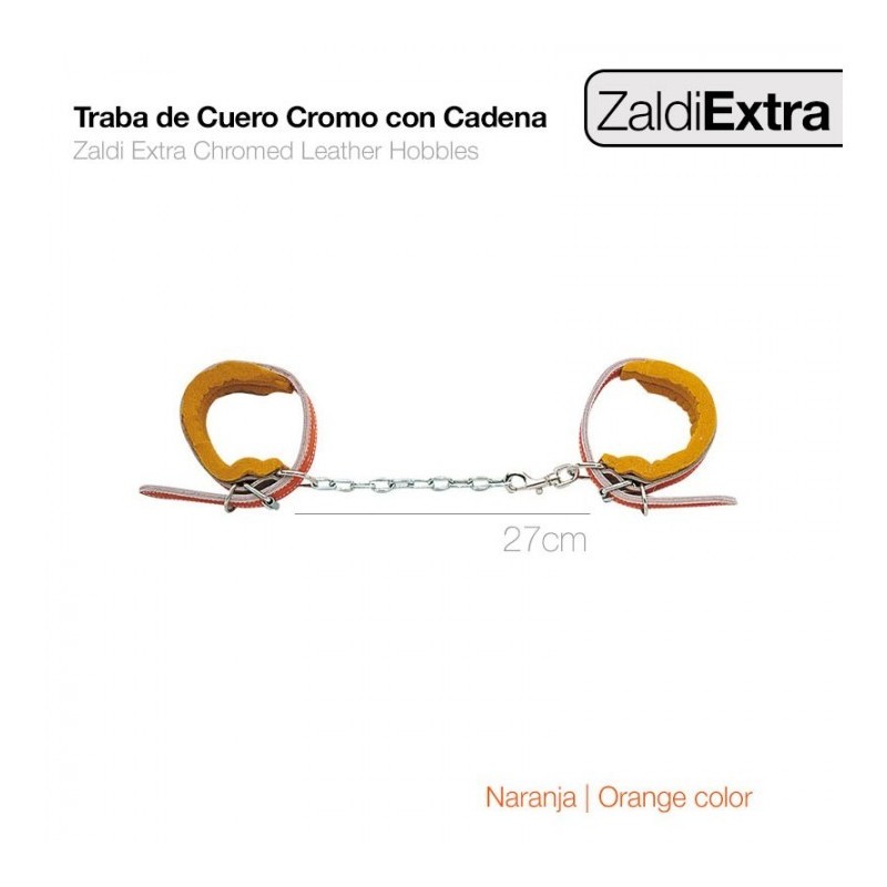 TRABA CUERO CROMO CON CADENA ZALDI EXTRA