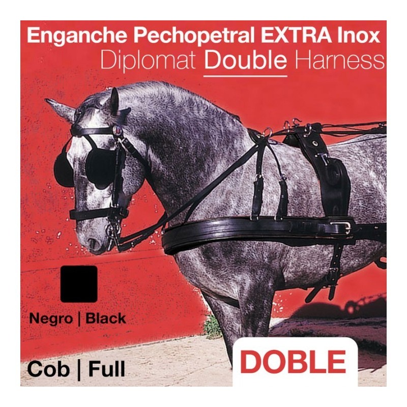 ENGANCHE PECHOPETRAL EXTRA INOX DOBLE NEGRO