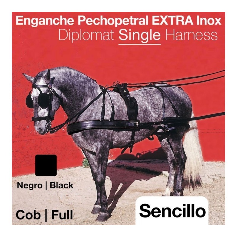 ENGANCHE PECHOPETRAL EXTRA INOX SENCILLO NEGRO