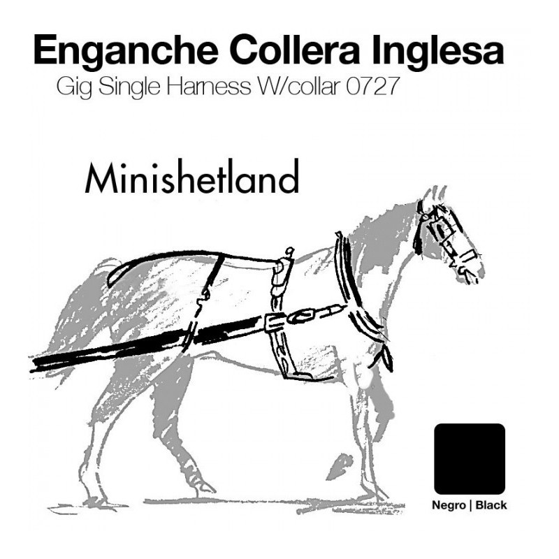 ENGANCHE COLLERA INGLESA CUERO MINISHETLAND NEGRO