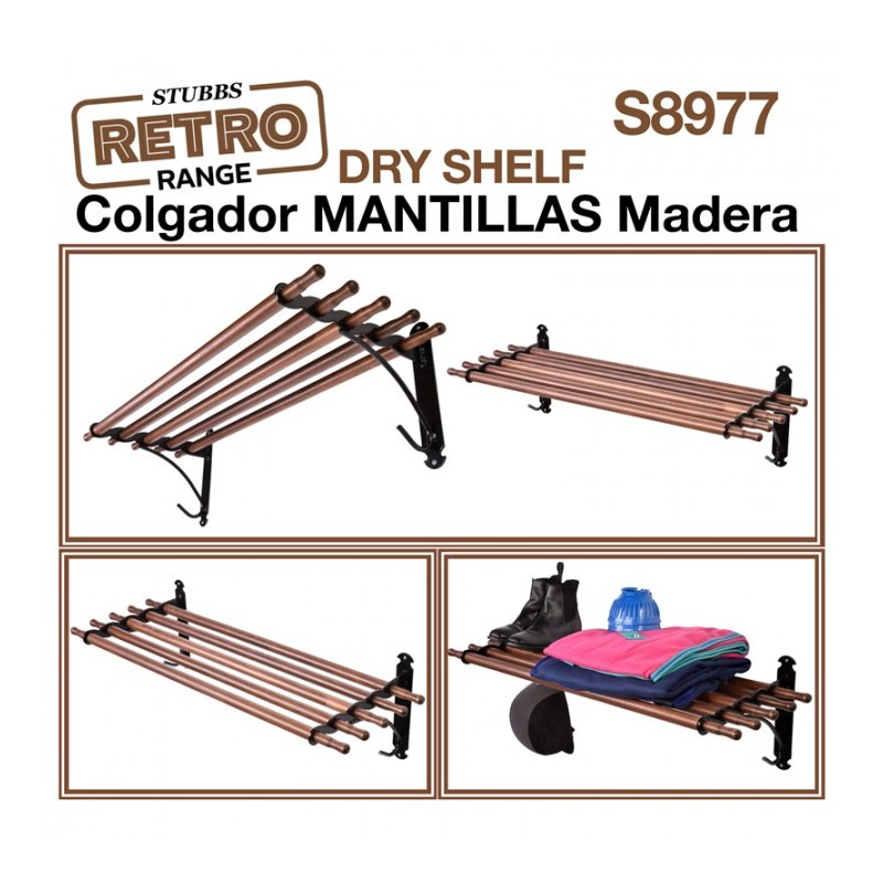 COLGADOR MANTILLAS MADERA STUBBS RETRO DRY SHELF S8977