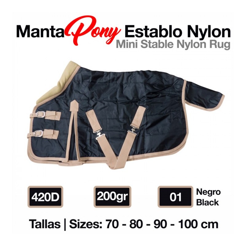 MANTA PONY ESTABLO NYLON 420D 200gr NEGRO